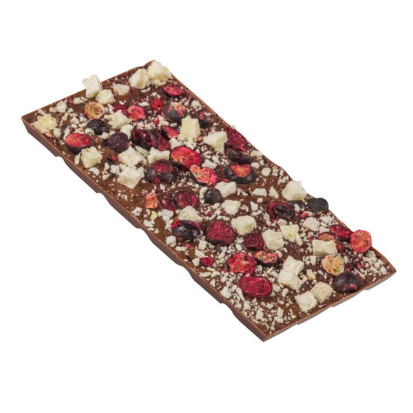 Mleczna czekolada M.Pelczar Chocolatier z czarną porzeczką, jabłkami i cynamonem 85g