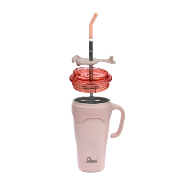 Kubek termiczny ze słomką Majestic Sport Jelly 650ml - Różowy