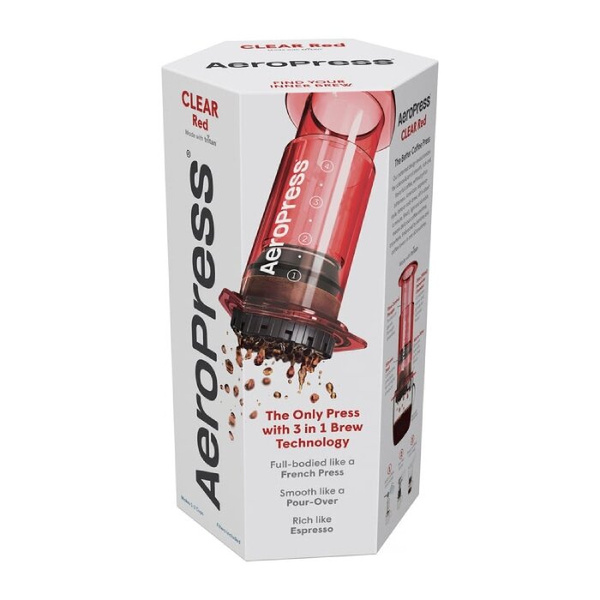 Zaparzacz do kawy AeroPress Clear - Czerwony