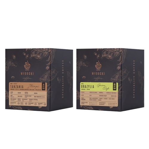 Zestaw kaw ziarnistych pod filtr Wysocki Coffee - Tanzania i Brazylia 14x18g
