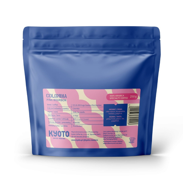 Kawa ziarnista Kyoto Colombia La Vega Pink Bourbon 250g – NIEDOSTĘPNY