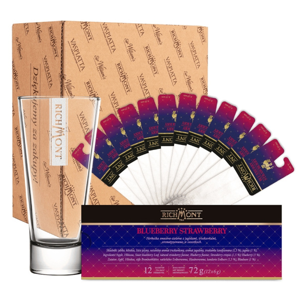 ZESTAW Herbata Richmont Blueberry Strawberry + Szklanka Richmont Ice 370ml