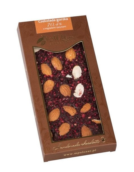 Gorzka czekolada M.Pelczar Chocolatier z migdałami i jeżyną 85g