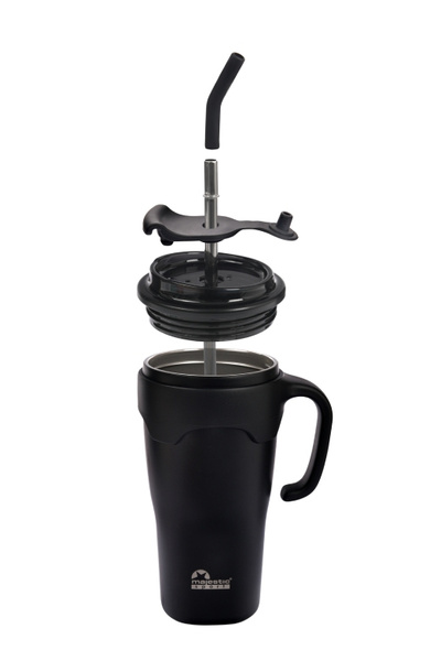 Kubek termiczny ze słomką Majestic Sport Jelly 650ml - Czarny