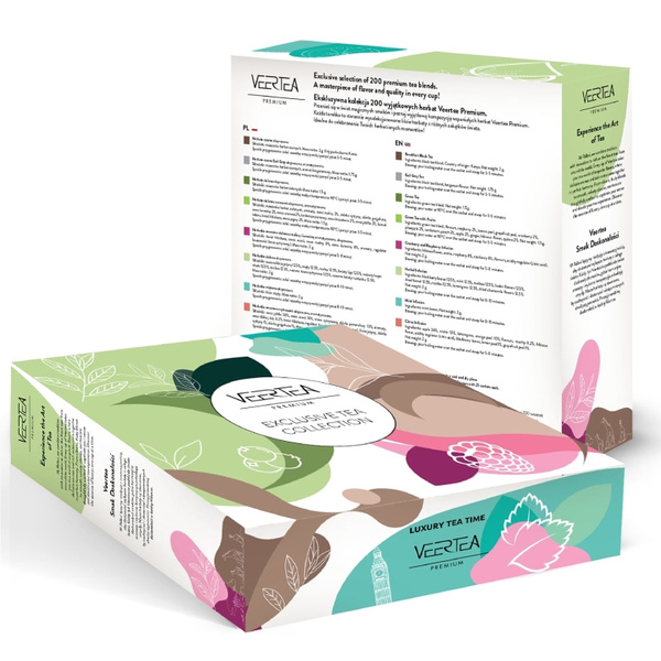 Kolekcja herbat Veertea  zestaw 8 smaków - 200 kopert - Jasnozielona