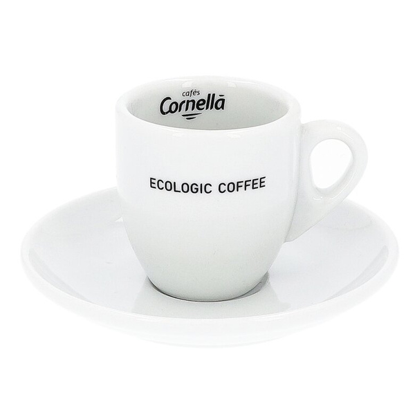 Filiżanka do espresso Cornella Ecologic Coffee 60 ml z białym spodkiem