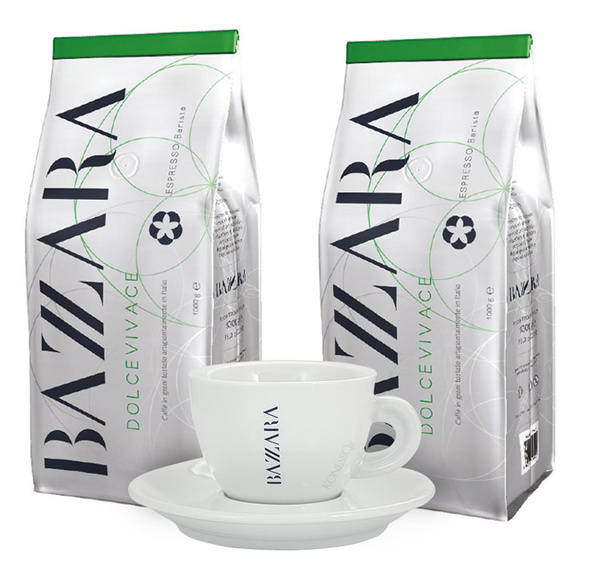 ZESTAW - Kawa Bazzara Barista/DOLCEVIVACE 2x1kg + filiżanka Bazzara Cappuccino 