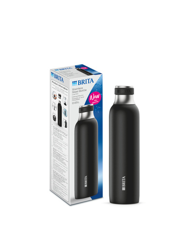 Butelka ze stali nierdzewnej BRITA  sodaTRIO 650ml - Czarna - opinie w konesso.pl