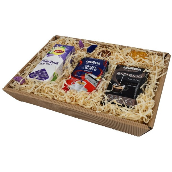 Zestaw prezentowy - kawy mielone Lavazza i herbata Lipton Earl Grey