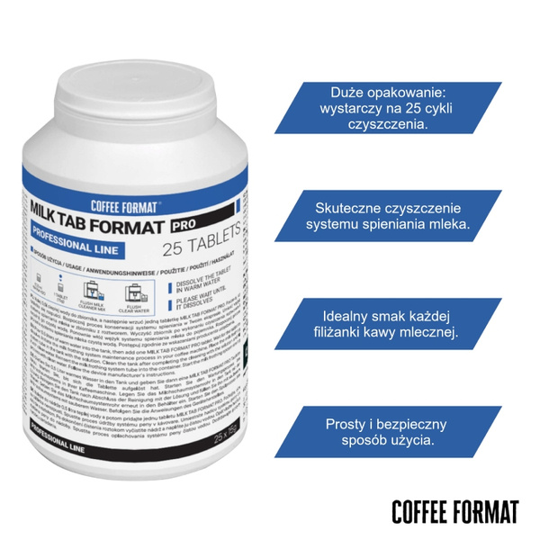 Tabletki do czyszczenia systemu mlecznego Coffee Format Milk Tab Format PRO 25x15g