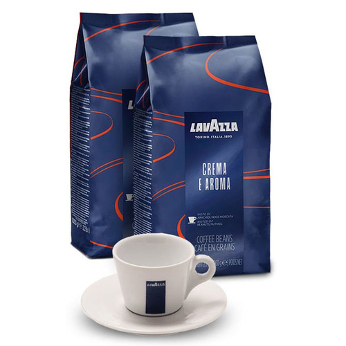 ZESTAW - Kawa Lavazza Crema e Aroma Blue 2x1kg + Filiżanka Lavazza Cappuccino 160ml