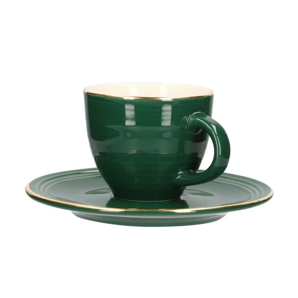 Filiżanka ze spodkiem HOMLA ELLIE 90 ml - Zielona