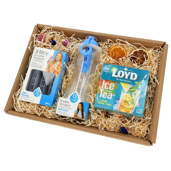 Zestaw prezentowy Dafi - Niebieska butelka, filtry i herbata Loyd