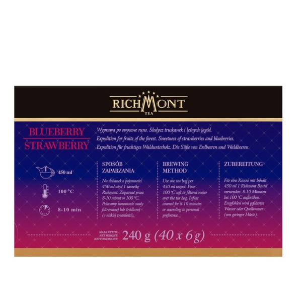 Herbatka owocowo-ziołowa Richmont Blueberry Strawberry 40x6g