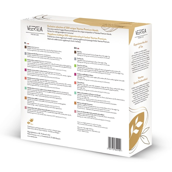 Kolekcja herbat Veertea zestaw 8 smaków - 200 kopert - Złota