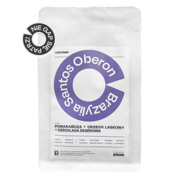 Kawa ziarnista Leń Coffee BRAZYLIA Santos Oberon 250g
