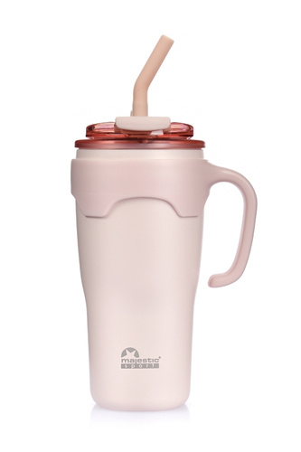 Kubek termiczny ze słomką Majestic Sport Jelly 650ml - Różowy - opinie w konesso.pl