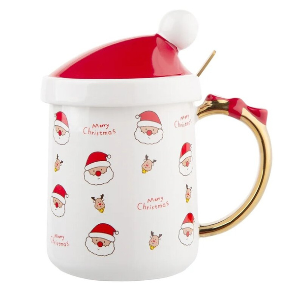 Kubek świąteczny Altom NBC prosty z pokrywką i łyżeczką Altom Design 350ml - NIEDOSTĘPNY