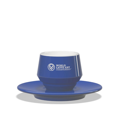 Filiżanka Club House World Latte Art Championship Geneva 120 ml - Niebieska - opinie w konesso.pl