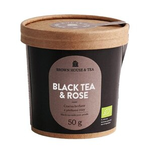 Czarna herbata Brown House & Tea - luksusowa herbata Black Tea & Rose z płatkami róż Bio 50g – NIEDOSTĘPNY - opinie w konesso.pl