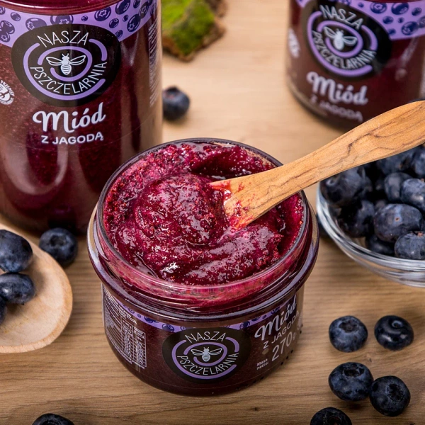 Miód z jagodą Nasza Pszczelarnia 190g