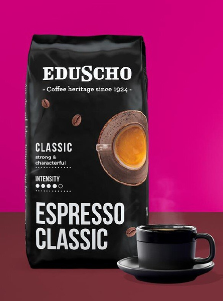 ZESTAW - Kawa ziarnista Eduscho Espresso Classic 2x1kg + PUSZKA NA KAWĘ GRATIS