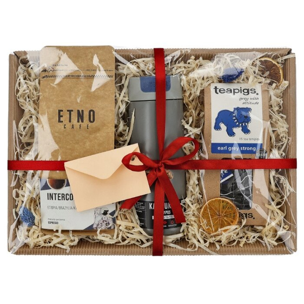 Zestaw prezentowy dla mężczyzny - Kubek termiczny, kawa i herbata