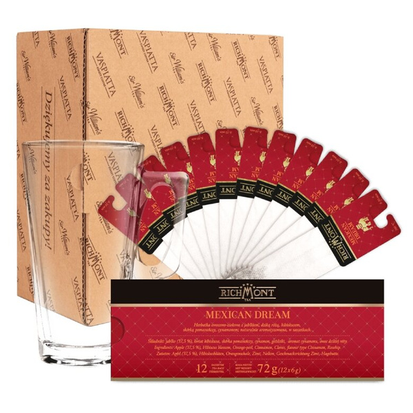 ZESTAW Herbata Richmont Mexican Dream 12 saszetek + Szklanka Richmont Hot 370ml