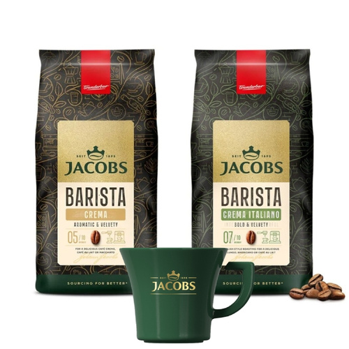 ZESTAW Kawa ziarnista Jacobs Barista Editions Crema Italiano + Jacobs Barista Editions Crema + filiżanka do kawy - opinie w konesso.pl
