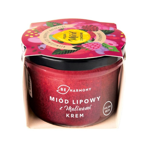 Miód lipowy z malinami - krem mocno owocowy BEHARMONY 230g - NIEDOSTĘPNY