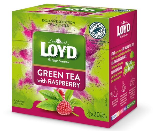Herbata zielona Loyd Green Raspberry 20x1,5g
