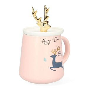 Kubek Świąteczny z przykrywką Homla ROSIE 400ml - Różowy - NIEDOSTĘPNY