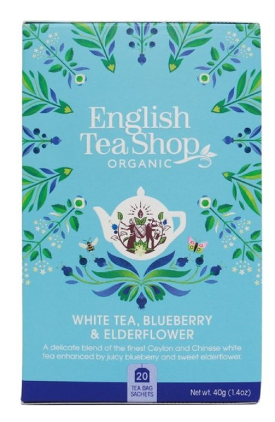 Biała herbata English Tea Shop White Tea Blueberry Elderflower 20x2g