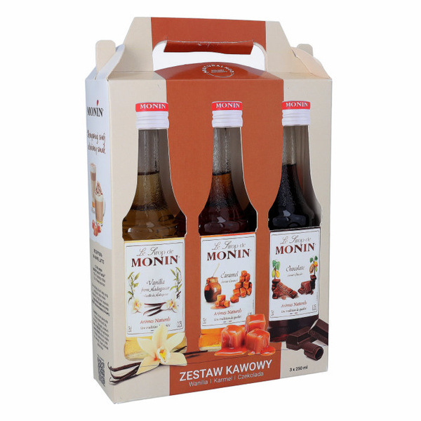 Zestaw syropów Monin 3x250 ml - karmel, czekolada, wanilia - NIEDOSTĘPNY