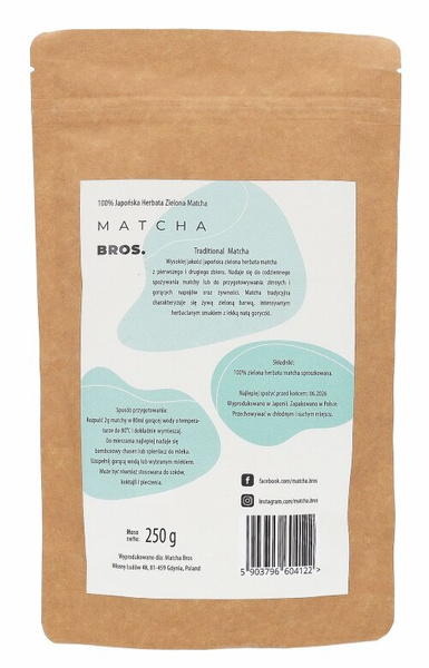 Matcha japońska Matcha Bros. Tradycyjna 250g