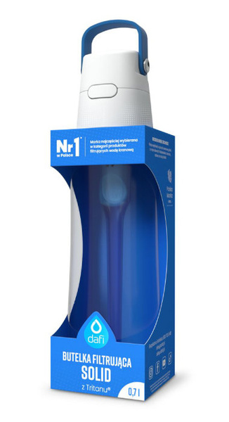 Butelka filtrująca wodę Dafi SOLID 0,7 l + filtr węglowy - Niebieska