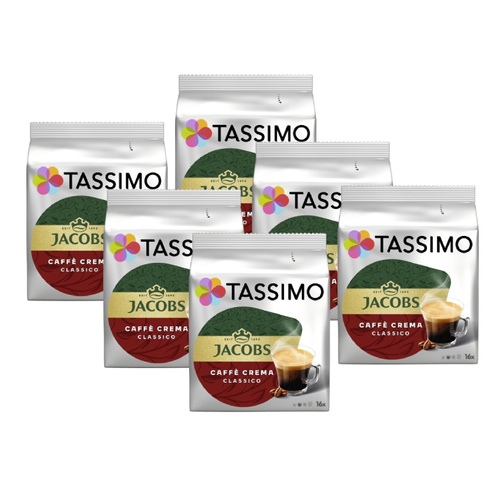 ZESTAW - Kapsułki Tassimo Jacobs Caffe Crema Classico 6x16 szt.