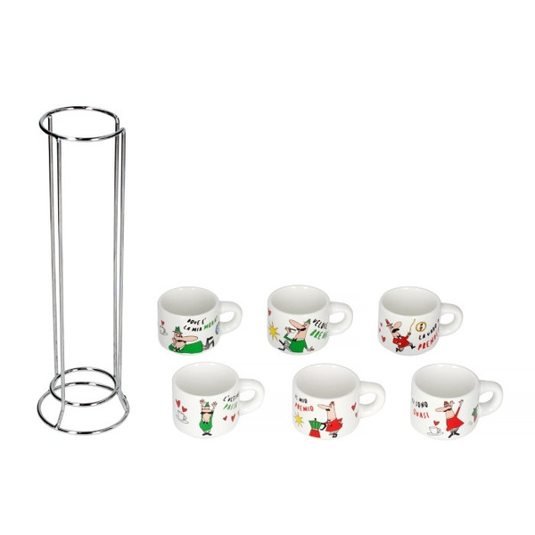 Zestaw filiżanek na stojaku Bialetti Italia - 6 sztuk