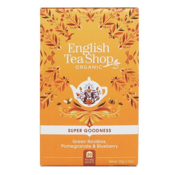 Zielona herbata English Tea Shop Green Rooibos Pomegranate Blueberry 20x1,75g