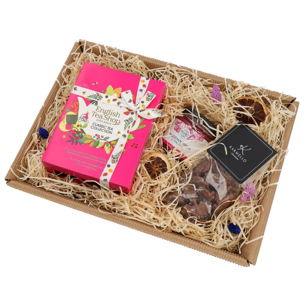 Zestaw prezentowy - Herbaty w piramidkach, miód i czekoladki