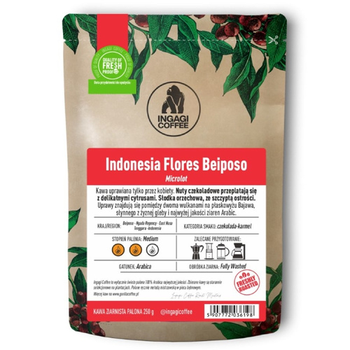 Kawa ziarnista Ingagi Coffee Indonesia Flores Beiposo 1kg