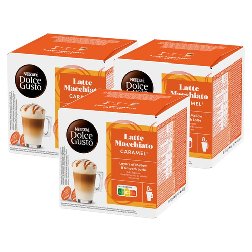ZESTAW Kapsułki Nescafé Dolce Gusto Latte Macchiato Caramel 3x16 sztuk