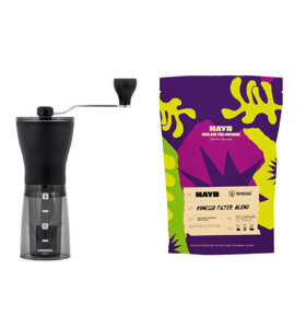 ZESTAW - HARIO Mini Mill Slim PLUS + kawa ziarnista HAYB Filter Blend 250g