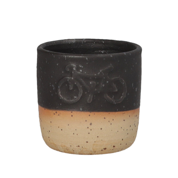 Ceramiczny kubek do espresso POTPOTSTUDIO - Mat Black Bike 100 ml