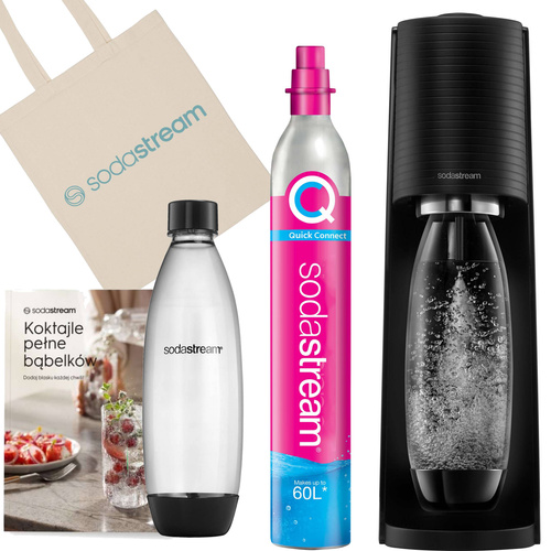 Saturator do wody gazowanej SodaStream Terra - Czarny + butelka, książka i torba