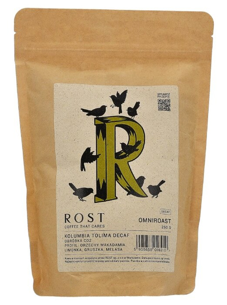 Kawa ziarnista ROST Kolumbia Tolima Decaf OMNIROAST - Bezkofeinowa 250g - NIEDOSTĘPNY