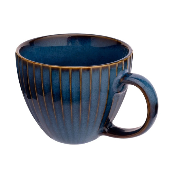 ZESTAW - Filiżanki Altom Design Reactive Stripes Jumbo 450ml Granatowe - 6 sztuk