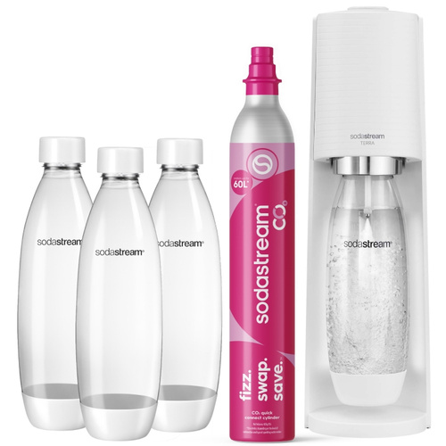 Saturator do wody gazowanej SodaStream Terra Biały + 3 butelki