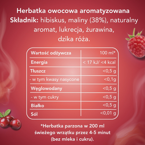 Herbatka owocowa Lipton Malina i Żurawina 20x1,6g