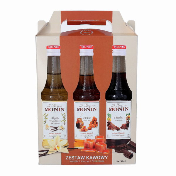 Zestaw syropów Monin 3x250 ml - karmel, czekolada, wanilia - NIEDOSTĘPNY